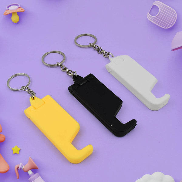 2 in 1 Plastic Keychain with Mobile Stand / Phone Holder (1 Pc / Multicolor) - Super Bachat