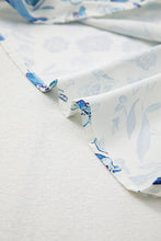 Sky Blue Floral Print Ruffled Short Sleeve Blouse