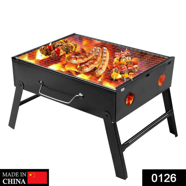 Folding Barbeque Charcoal Grill Oven (Black, Carbon Steel) - Super Bachat