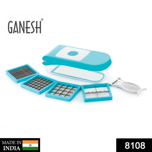 Ganesh 7 in 1 Plastic Vegetable Dicer, Blue - Super Bachat