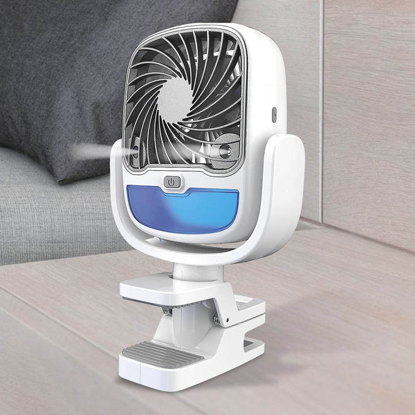 Air Portable Fan, Grip Go 3 Speed Small Fan, Great Stroller Fan, Travel or Desk Fan, Cordless Personal Evaporative Air Cooler, Universal Clamp for Indoor & Outdoor Use, 360 Degree Head Swivel, LED Color Changing Light - Super Bachat