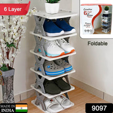 Smart Shoe Rack with 6 Layer Shoes Stand Multifunctional Entryway Foldable & Collapsible Door Shoe Rack Free Standing Heavy Duty Plastic Shoe Shelf Storage Organizer Narrow Footwear Home (Mix Color) - Super Bachat