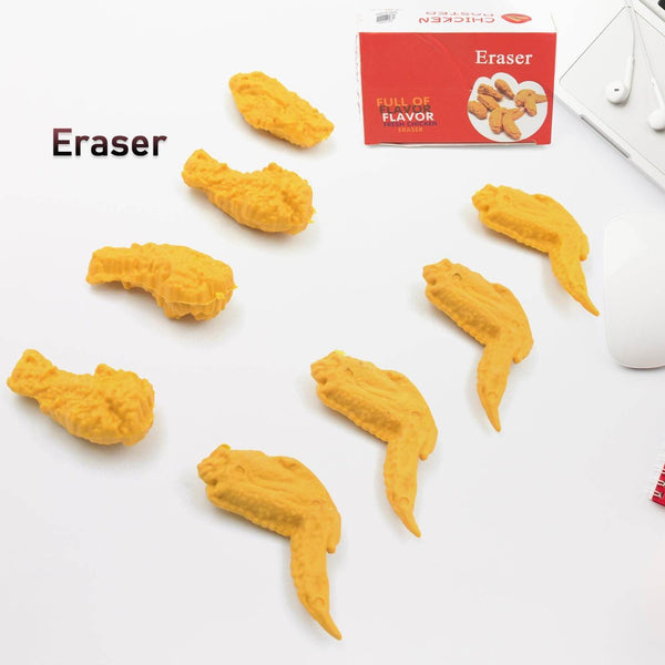 Cute Erasers, Pencil Eraser, Chicken Wings Chicken Legs Eraser Student School Supplies Gifts Chicken Rubber Drawing Small Eraser Office Accessory Fun Back to School Supplies Gifts Party Favor for Kids Adults Students (8 Pcs Set) - Super Bachat