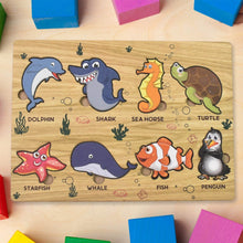 Seawater Animal Wooden Puzzle Learning Educational Board (1 Set) - Super Bachat