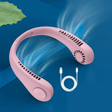 Portable Neck Fan: Holiday Hands Free Bladeless Neck Fan, 360° Cooling Hanging Fan, USB Rechargeable Personal Neck Fan, Wearable Neck Fan Suitable for Traveling - Super Bachat