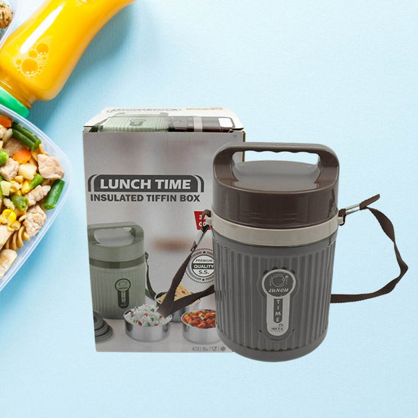 Stackable Insulated Tiffin with Handle (1 Pc): Leakproof, Hot Food Container - Super Bachat