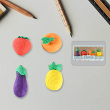 Mini Cute Vegetables and Fruits Erasers or Pencil Rubbers for Kids, 1 Set Fancy & Stylish Colorful Erasers for Children, Eraser Set for Return Gift, Birthday Party, School Prize, 3D Erasers (4 pc Set) - Super Bachat