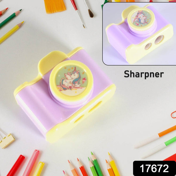 Camera Shape Pencil Sharpener | Simple Student Office Sharpener | Fashionable and Convenient, Lightweight Manual Sharpener for Kids Boys Girls Birthday Return Gifts (1 Pc) - Super Bachat