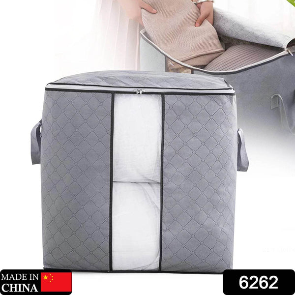 Storage bag with Zipper and Space Saver Comforter bag, Pillow, Quilt, Bedding, Clothes, Blanket Storage Organizer Bag with Large Clear Window and Carry Handles for Closet. - Super Bachat