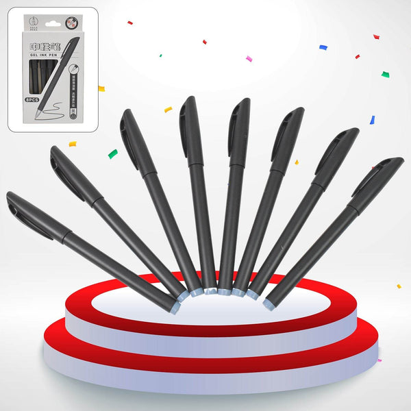 Writing Black Gel Pen for School Stationery Gift for Kids (8 Pcs set) - Super Bachat