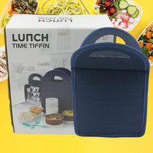 6In1 Tiffin Box-Lunch Box | 3 Stainless Steel Containers | Plastic lid Box | Spoon & Fork /Plastic Bottle | Insulated Fabric Bag | Leak Proof | Microwave Safe for Office, College and School for Men, Women (6 pcs) - Super Bachat