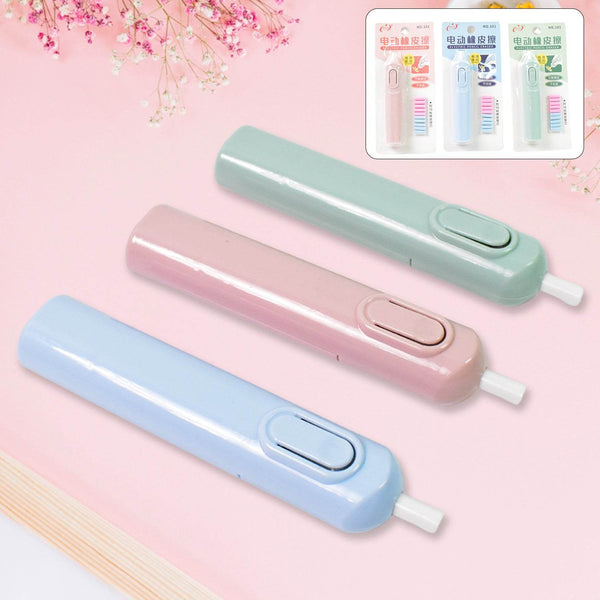 Electric Eraser Kit Automatic Pencil Eraser Battery Operated with 10 Eraser Refills Suitable for use with Graphite Pencils Drawing Painting Sketching Drafting Supplies Stationery Child Gifts (Battery Not Included / Mix Design) - Super Bachat