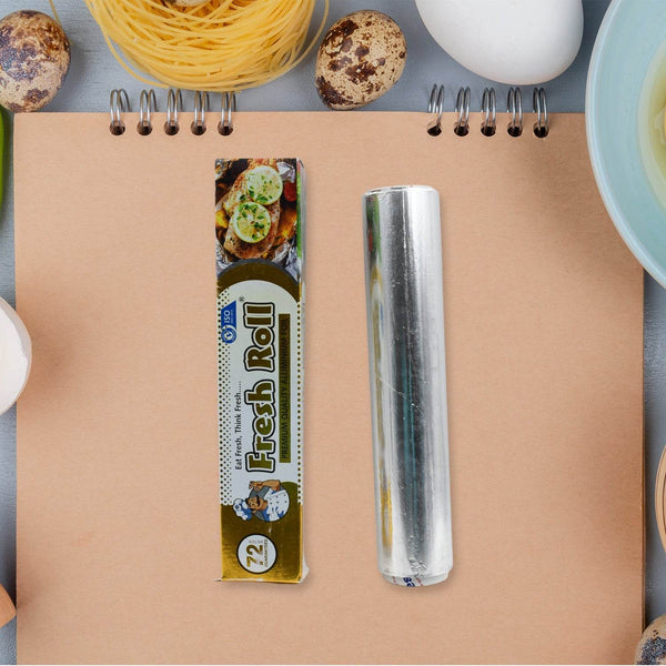 Premium Quality Food Grade Aluminum Foil Roll Heavy Duty Non Stick Thick Aluminum Foil Sheet Baking Grilling Tool 72Mtr (1Pc) - Super Bachat