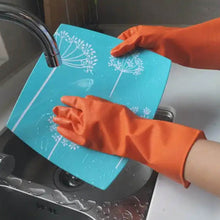 Multipurpose Rubber Reusable Cleaning Gloves, Reusable Rubber Hand Gloves I Latex Safety Gloves I for Washing I Cleaning Kitchen I Gardening I Sanitation I Wet and Dry Use Orange Gloves (1 Pair 40 Gm) - Super Bachat