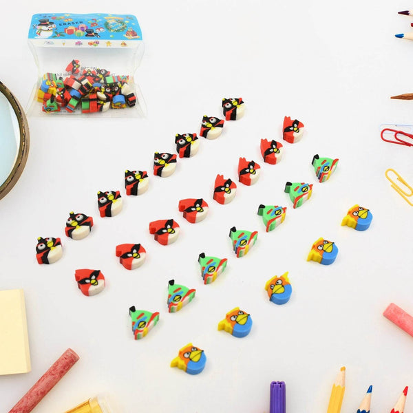 Fancy & Stylish Colorful Erasers, Mini Eraser Creative Cute Novelty Eraser for Children Different Designs Eraser Set for Return Gift, Birthday Party, School Prize (28 Pcs In 1 Packet) - Super Bachat