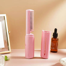 Rechargeable Mini Hair Straightener, Travel Portable USB Charging Cordless Hair Straightener Bursh, Three Temperature Adjustments Flat Iron Comb (1 Pc) - Super Bachat