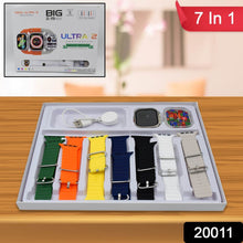 7 in 1 Ultra Smart watch Combo with Seven Classic Straps & Transparent Screen Guard (1 Set / Mix Color) - Super Bachat