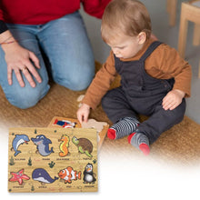 Seawater Animal Wooden Puzzle Learning Educational Board (1 Set) - Super Bachat