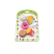 3D Food Shape Fancy & Stylish Colorful Erasers, Mini Eraser Creative Cute Novelty Eraser for Children Eraser Set for Return Gift, Birthday Party, School Prize(5 Pcs Set) - Super Bachat