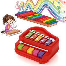 2 in 1 Baby Piano Xylophone Toy for Toddlers, 5 Multicolored Key Keyboard Xylophone Piano, Preschool Educational Musical Learning Instruments Toy for Baby Kids Girls Boys 3+ Years (1 Pc) - Super Bachat