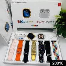 10 in1 Set Ultra 2 Smart Bluetooth Calling Smartwatch + Earphones with Transparent Screen Guard Watch with Seven Classic Straps (Mix Color) - Super Bachat