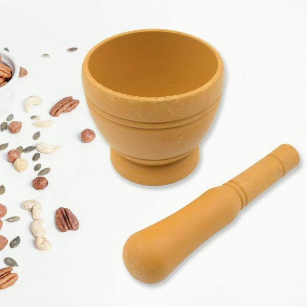 Mortar and Pestle Set for Spices, Okhli Masher, Khalbatta, Kharal, Mixer, Natural & Traditional Grinder and Musal, Well Design for Kitchen, Home, Herb - Super Bachat