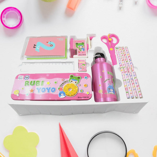 12-Piece Stationery Set: Pencil Box, Pencils, Erasers & More - Super Bachat