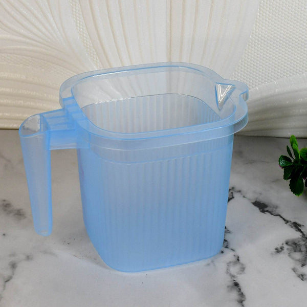 Plastic Square Transparent Bath Water Mug (1 Pc / 1000 ML / Mix Color) - Super Bachat