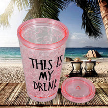 Plastic Creative Cold Drink Cup, Reusable Tea Coffee Tumbler with Lid and Straw, Double Wall Plastic Drinking Sport Bottle, Travel Tumbler - Super Bachat