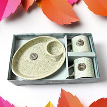 Alpino Ceramic Tea / Cups Set With Plastic Serving 2 Compartment Platter, Milk Cup / Mug, Coffee Cup, Tea Cup BPA Free Food Grade, or Outdoor for Household Gift For Birthday (3 Pcs Set) - Super Bachat
