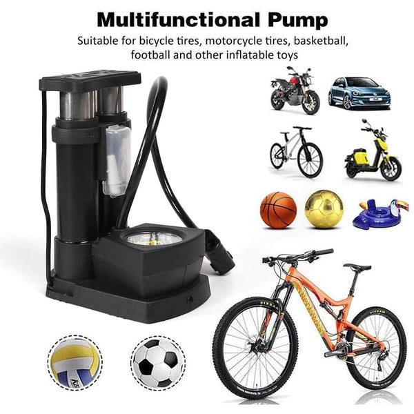 Portable Mini Bike Pump with Gauge - Super Bachat