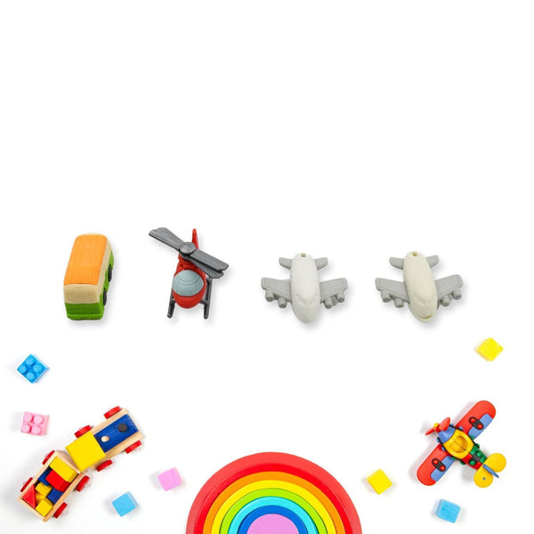 Vehicle Pattern Eraser School Stationery Use Eraser (4 Pc Set) - Super Bachat