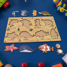 Seawater Animal Wooden Puzzle Learning Educational Board (1 Set) - Super Bachat
