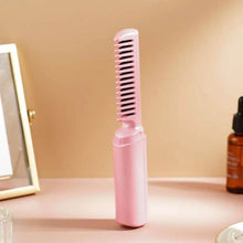Rechargeable Mini Hair Straightener, Travel Portable USB Charging Cordless Hair Straightener Bursh, Three Temperature Adjustments Flat Iron Comb (1 Pc) - Super Bachat