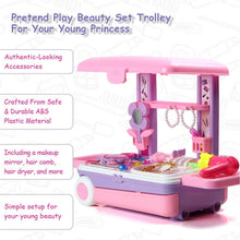 Big Beauty Set Suitcase On Wheel, The Ultimate Beauty Set On Wheels for Girls, Makeup Kit is Easy to Clean & Use, Portable Beauty Set with 25 Pieces for 3 Years BIS Approved. (Beauty Set Trolley) - Super Bachat