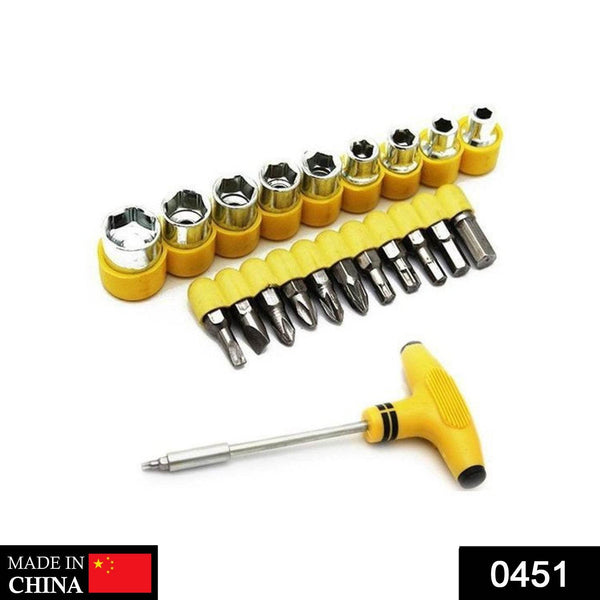24 pcs T shape screwdriver set Batch Head Ratchet Pawl Socket Spanner hand tools - Super Bachat
