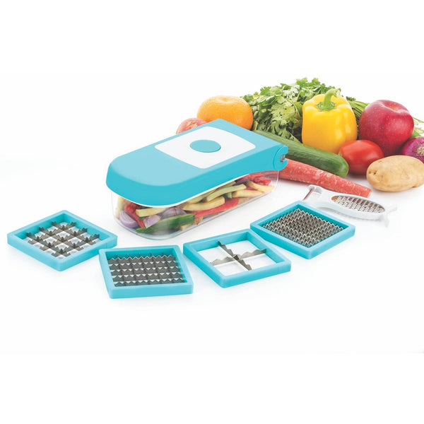 Ganesh 7 in 1 Plastic Vegetable Dicer, Blue - Super Bachat