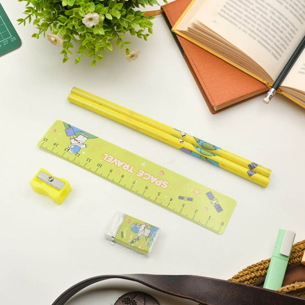 Wooden Pencil Set (5 Pc): School Supplies, Stationery Set for Kids - Super Bachat
