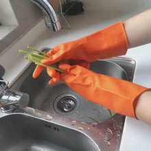 Multipurpose Rubber Reusable Cleaning Gloves, Reusable Rubber Hand Gloves I Latex Safety Gloves I for Washing I Cleaning Kitchen I Gardening I Sanitation I Wet and Dry Use Orange Gloves (1 Pair 40 Gm) - Super Bachat
