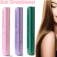 Rechargeable Mini Hair Straightener, Travel Portable USB Charging Cordless Hair Straightener Bursh, Three Temperature Adjustments Flat Iron Comb (1 Pc) - Super Bachat