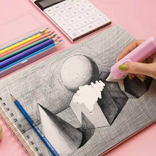 Electric Eraser Kit Automatic Pencil Eraser Battery Operated with 10 Eraser Refills Suitable for use with Graphite Pencils Drawing Painting Sketching Drafting Supplies Stationery Child Gifts (Battery Not Included / Mix Design) - Super Bachat
