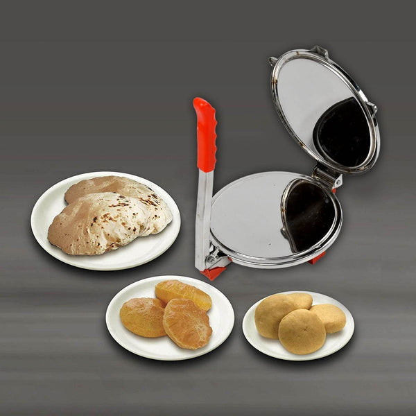 PURI PRESS MAKER - STAINLESS STEEL PURI MAKER PRESS MACHINE - ROTI CHAPATI PRESSER FOR HOME -KHAKHRA- PURI MAKER PRESS MACHINE WITH HANDLE, MANUAL PURI MAKER (MEDIUM) - Super Bachat