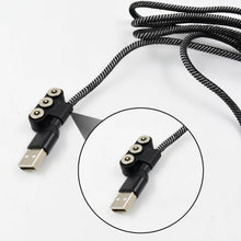 3 in 1 Magnetic USB Charging Cable | USB-c Android and Lightning with Extra Protecting Nylon| Strong Magnetic Cable with Full Rotation Support Fast Charging - Super Bachat