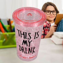 Plastic Creative Cold Drink Cup, Reusable Tea Coffee Tumbler with Lid and Straw, Double Wall Plastic Drinking Sport Bottle, Travel Tumbler - Super Bachat