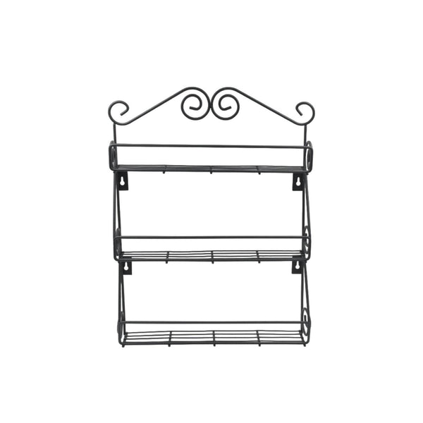 Big Wall Mounted Iron Wall Shelf with 3 Storage Racks for Kitchen, Pantry, Cabinet, Counter top or Free Standing, Rack Holder for Kitchen - Super Bachat