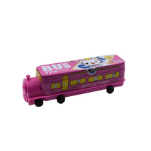 Double Decker Magic Bus Compass 2 Layer Metal Bus Compass Case with Movable Wheels & Sharpener Bus Shape with Tiers Metal Box for Kids Birthday Party - Super Bachat