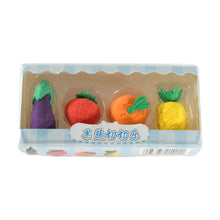 Mini Cute Vegetables and Fruits Erasers or Pencil Rubbers for Kids, 1 Set Fancy & Stylish Colorful Erasers for Children, Eraser Set for Return Gift, Birthday Party, School Prize, 3D Erasers (4 pc Set) - Super Bachat