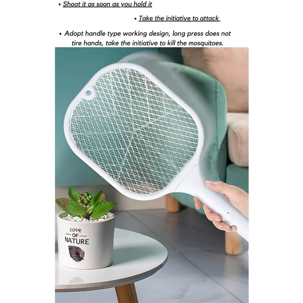 Rechargeable Mosquito Killer Racket with UV Light & USB Charging Base - Super Bachat