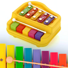 2 in 1 Baby Piano Xylophone Toy for Toddlers, 5 Multicolored Key Keyboard Xylophone Piano, Preschool Educational Musical Learning Instruments Toy for Baby Kids Girls Boys 3+ Years (1 Pc) - Super Bachat