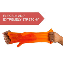 Gloves Magic Silicone Dish Washing Gloves With thumb knife finger protecor gears cutting vegetable (1 Pair) - Super Bachat